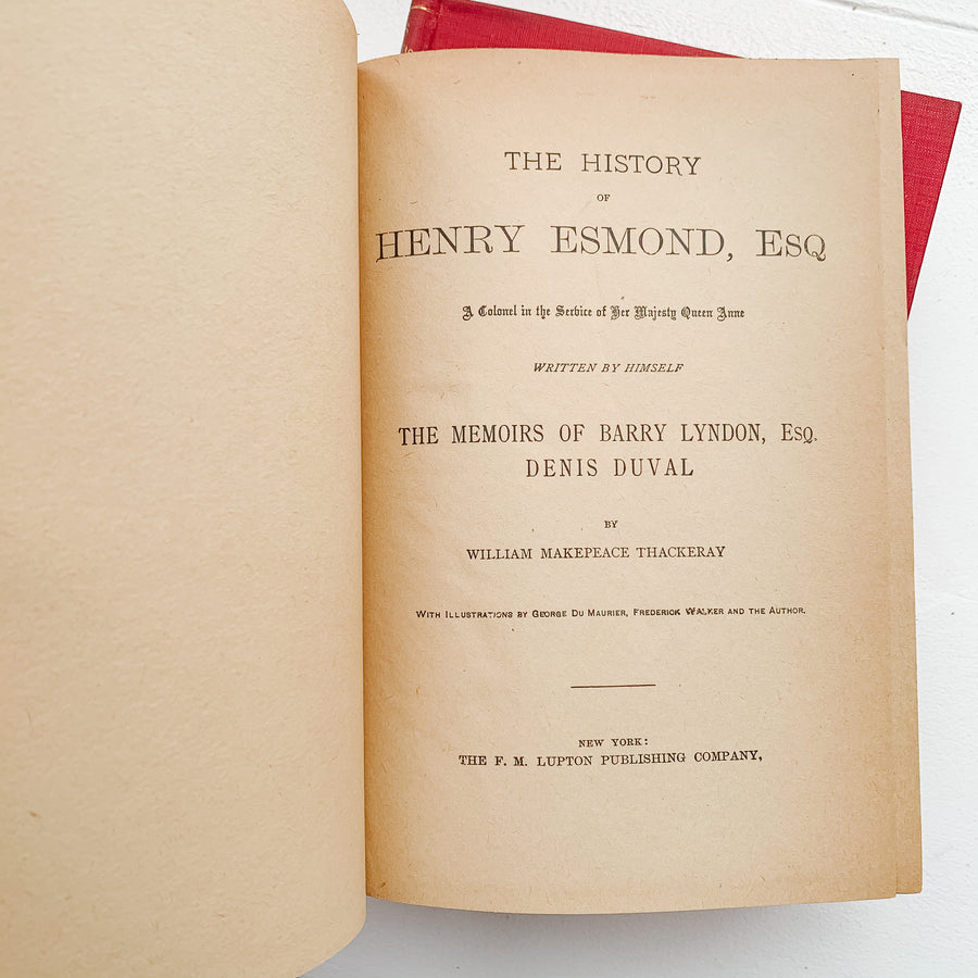 c.1892-1902 - Set of Thackeray Volumes, Red Literature Book Decor