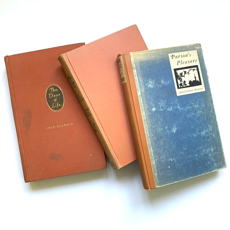 Vintage Coral Farmhouse Book Stack