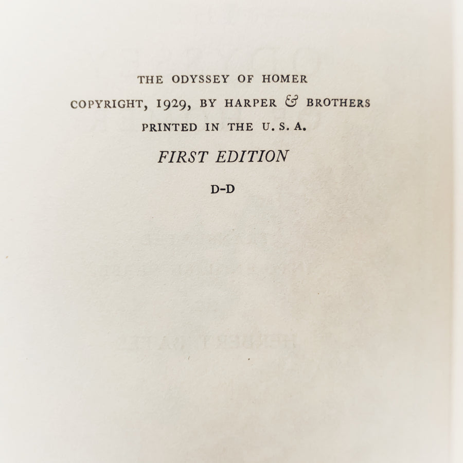 1929- The Odyssey of Homer, First Edition