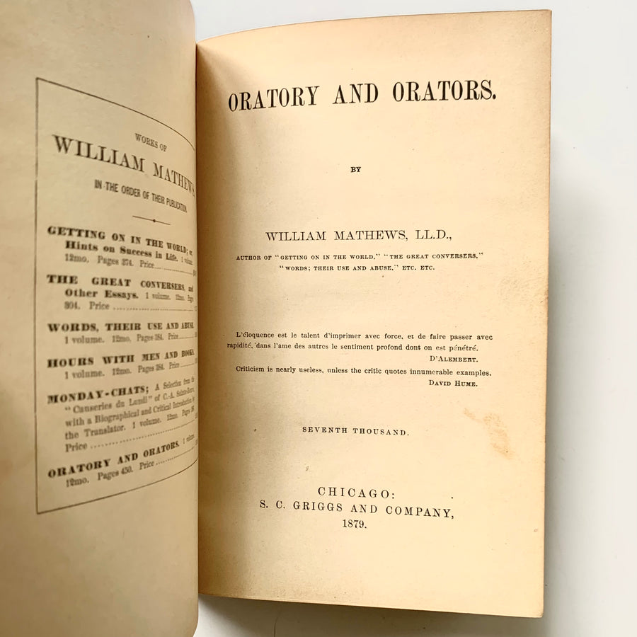 1879 - Oratory and Orators, First Edition