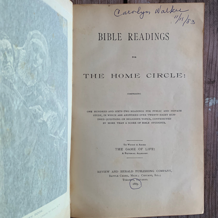 1889 - Distressed Leather Bible Readings For the Home Circle