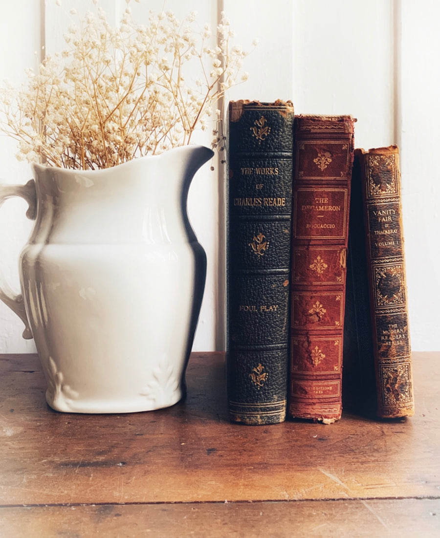 Distressed Old Books With Leather Bindings