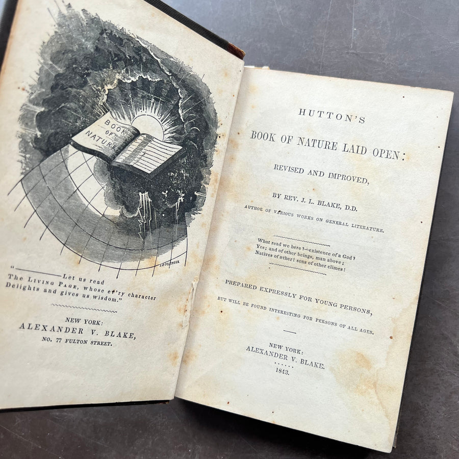 1843 - Hutton’s Book of Nature Laid Open; Revised and Improved,  First Edition