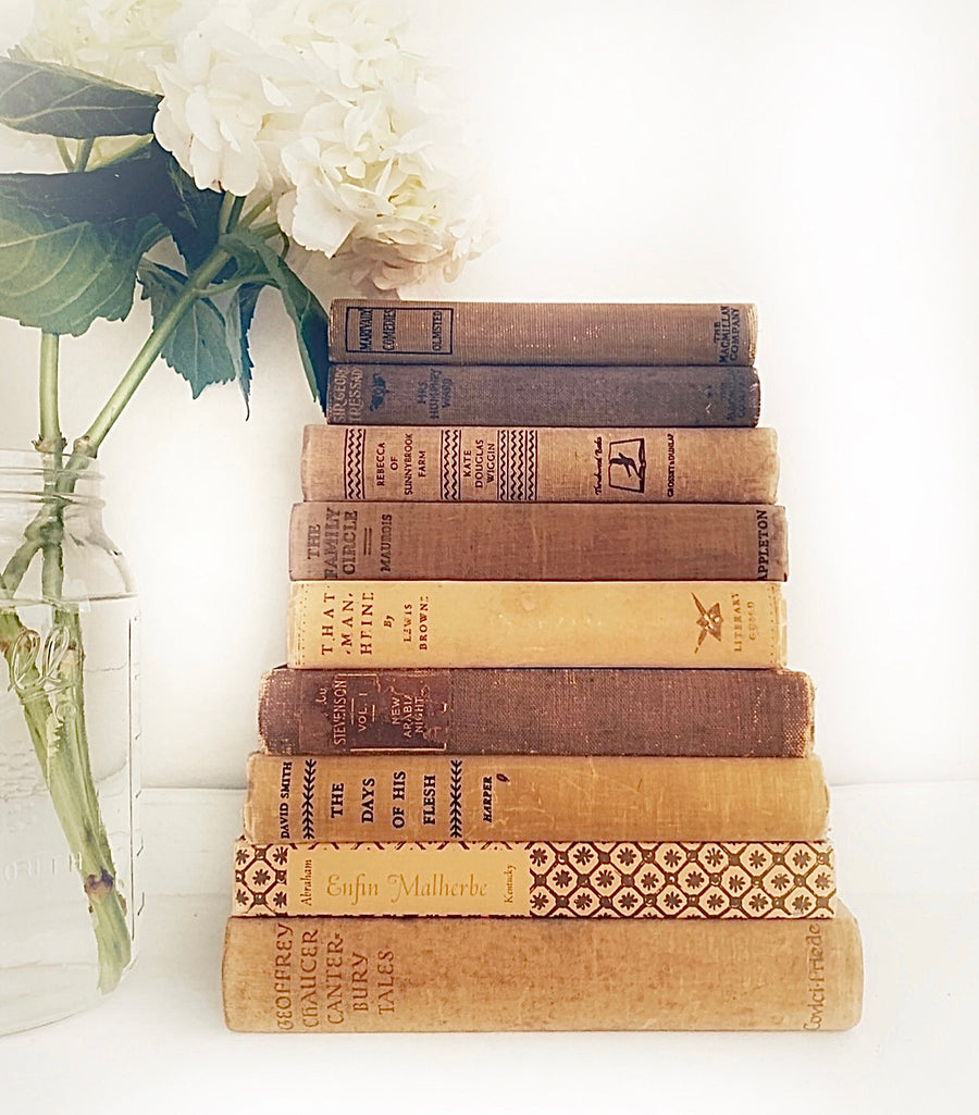 Stack Neutral Large Books Neutral Vintage Book Stack – Honey Bee Mill