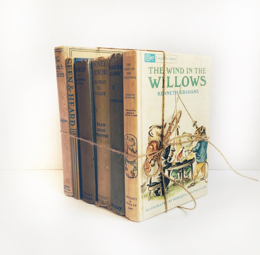 Vintage Children’s Book Stack in Neutral Muted Colors