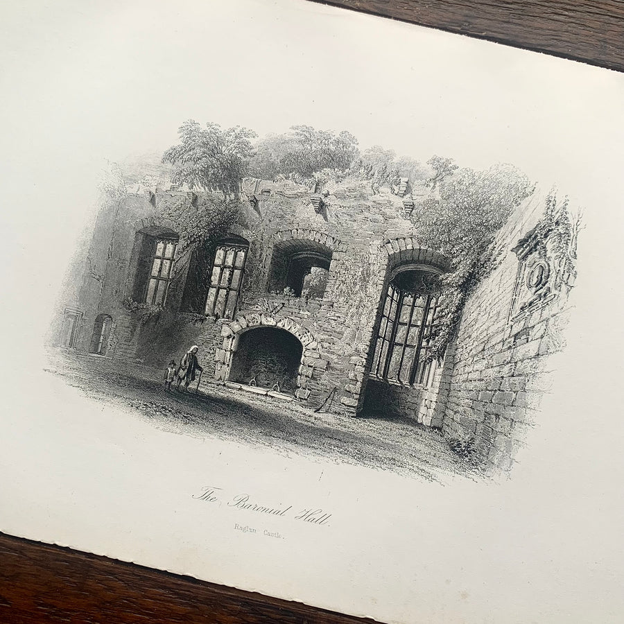 1895 - The Baronial Hall, Raglan Castle, Engraving