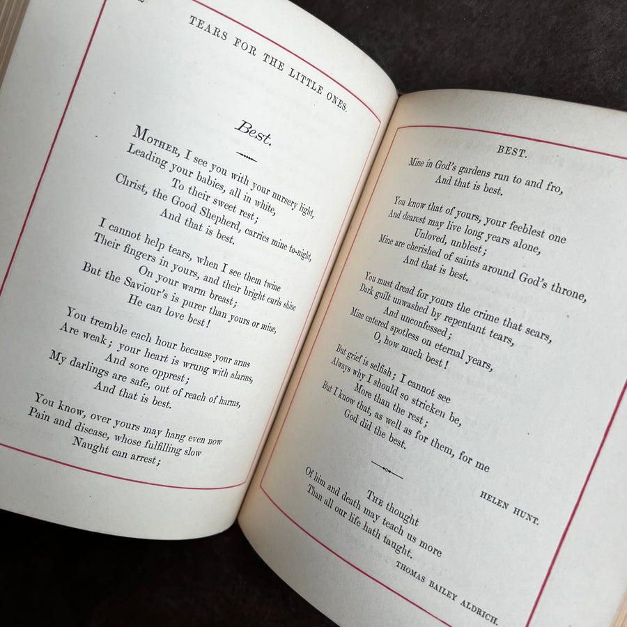 1878 - Tears For The Little Ones; A Collection Of Poems and Passages Inspired By The Loss of Children, First Edition