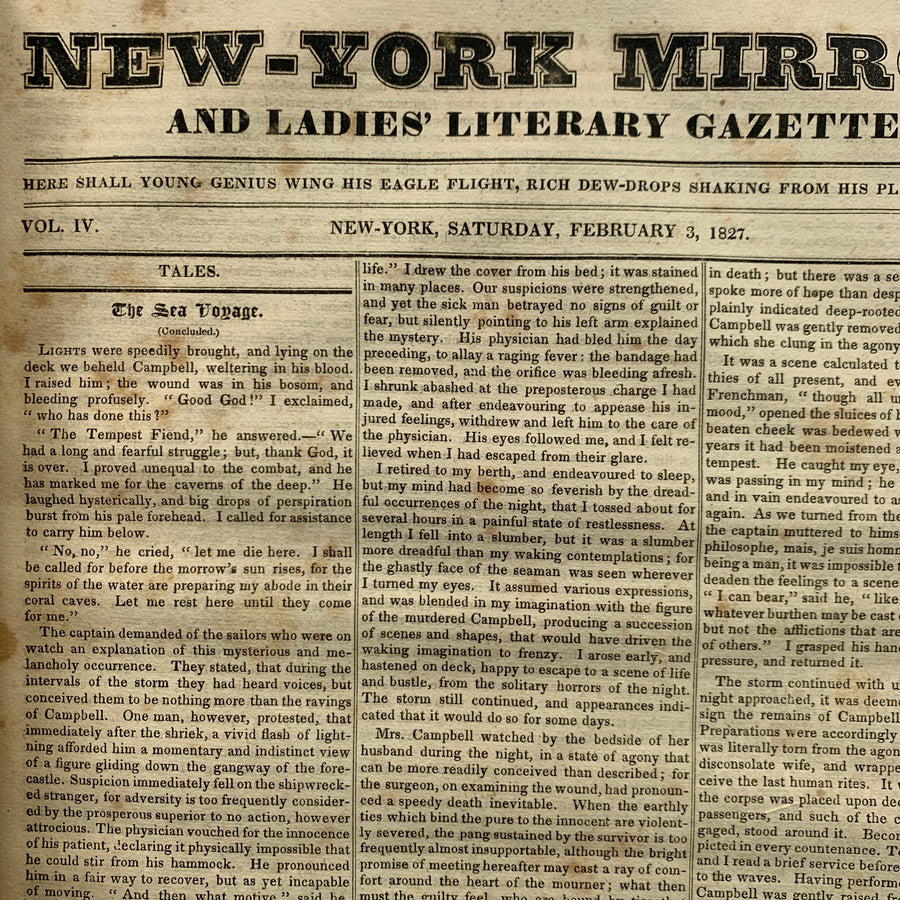 July 1826- June 1827 -Folio The New York Mirror, and Ladies’ Literary Gazette