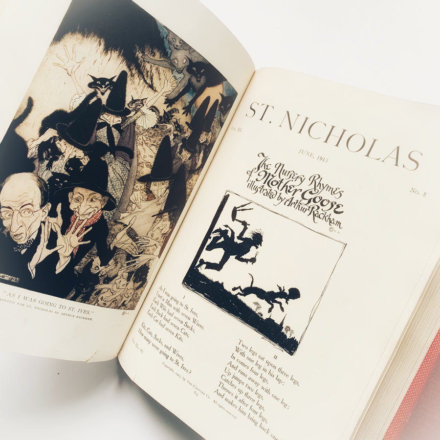 1913 - St. Nicholas Magazines, Hardcover, **Arthur Rackham color-plates included in this volume
